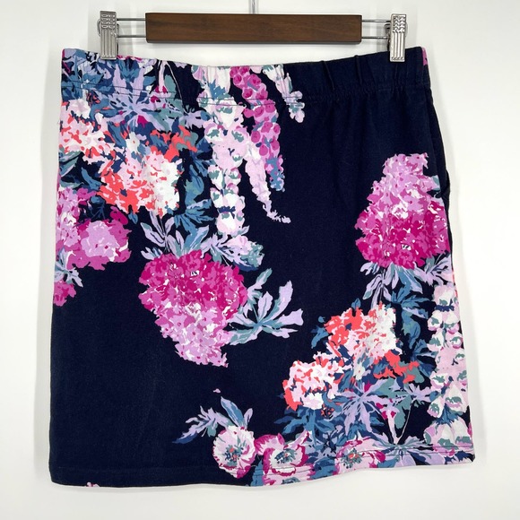 Joules Womens Sz US 8 Blue Pink Floral Mini Skirt Summer Tropical Beach Travel - Picture 7 of 7